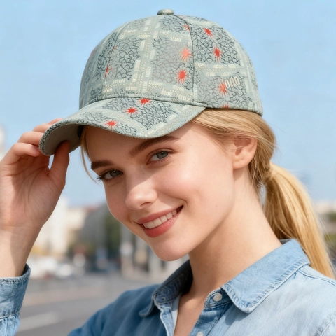 Baseball Cap Polyester With Cracked Mesh Texture And Red Star Print Streetwear Adjustable Unisex Sunshade Sports Hat