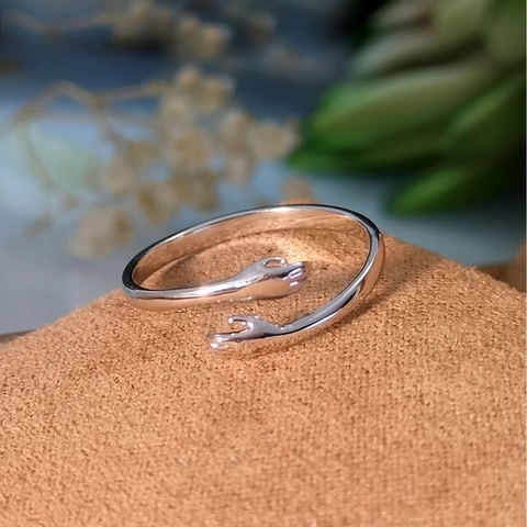 Creative Hugging Hands Open Adjustable Ring Copper Silver Gold Plated Romantic Promise Couple Jewelry