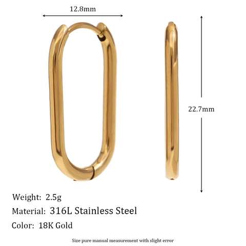 Pendientes De Aro Y De Botón Acero Inoxidable 316L Chapado En Oro 18K Circón Colorido Geométrico Joyería Retro Mujer