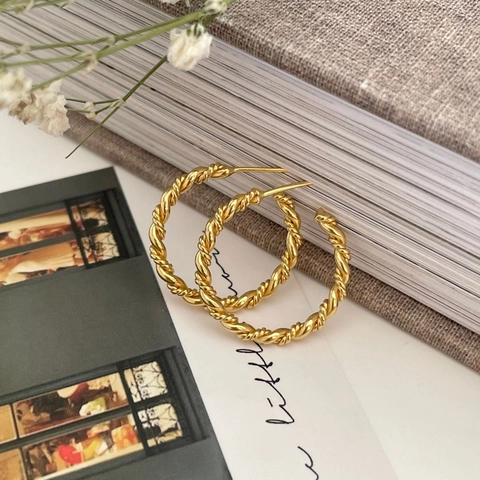 925 Sterling Silver Hoop Earrings Twisted Rope Minimalist Korean Style Elegant For Women Jewelry