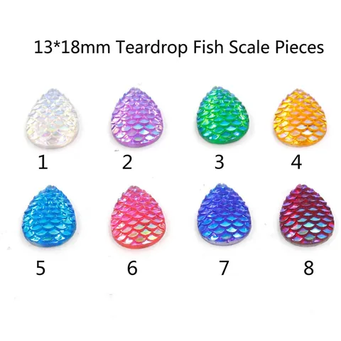 Toppe A Goccia D'acqua Scaglie Di Sirena Resina Dorso Piatto Iridescente AB Colorato Per Creazione Di Gioielli DIY Artigianato