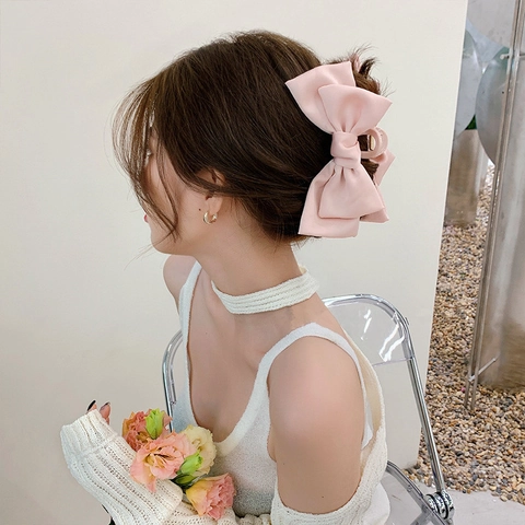 Große Schleife Haarklammer Satin Stoff Übergroße Haargreifer Koreanischer Stil Elegante Kopfbedeckung Für Frauen