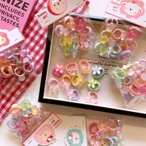 Elastici Per Capelli Per Bambine Colore Macaron Fiore Cuore Stella Ornamenti In Resina Dolce Stile Coreano Accessori Capelli Bambini