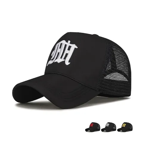 Gothic Buchstaben Bestickt Trucker Hat Mesh Atmungsaktiv Baseball Cap Streetwear Verstellbar