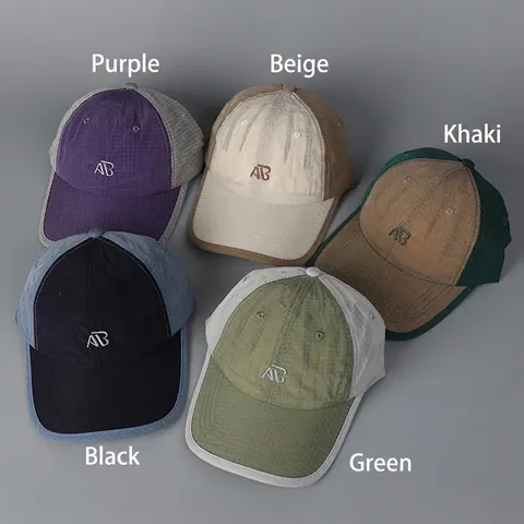 Cappellino Da Baseball Asciugatura Rapida Motivo A Quadri Ripstop Lettera Ricamata Colore Contrasto Sport All Aperto Regolabile