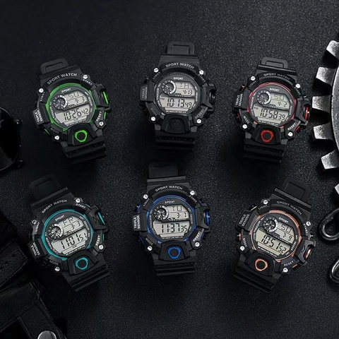 Military Tactical Digital Sports Watch Waterproof Luminous Alarm Multifunctional Outdoor Wristwatch For Men Women Plastic PVC Band