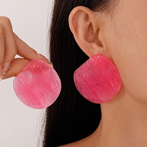 Irregular Transparent Resin Geometric Stud Earrings With 925 Sterling Silver Earring Post Stripe Texture Sweet For Women