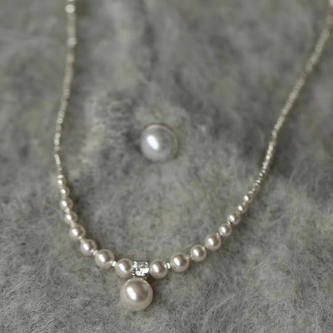 Elegant Imitation Artificial Pearl Zircon Necklace Shattered Silver Design Alloy Clavicle Chain Pendant Jewelry For Women Unique Style