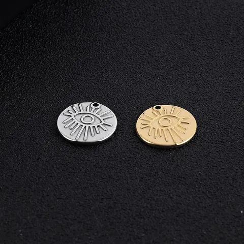 Colgantes Redondos De Ojo De Mal De Acero Inoxidable Dijes De Ojo De Dios Para Hacer Joyas DIY Estilo Hip Hop