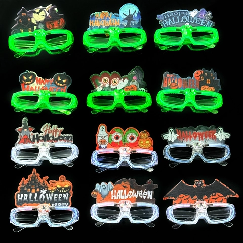 Halloween LED Glowing Glasses Plastic Felt Festive Party Costume Props Pumpkin Bat Ghost Decorative Eyewear
