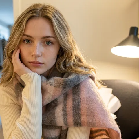 Sciarpa A Quadri Da Donna Inverno Caldo Spesso Poliestere Finto Cashmere Scialle Avvolgente Frangia Nappa Stile Coreano Versatile