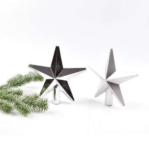Kerstboomtop Ster Decoratie Plastic Vijfpuntige Ster Ornament Gegalvaniseerd Glitter Mat Feestelijk Huis Decor