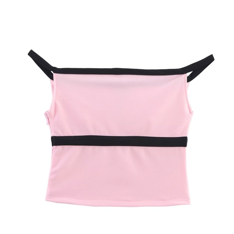 Dames Roze Off Shoulder Top En Skort Met Strik Splitontwerp Polyester Streetwear Casual Kleding