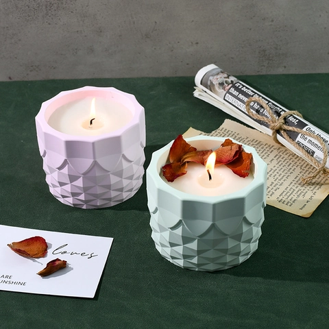 Silicone Mold DIY Succulent Flower Pot Candle Holder Geometric Textures Reusable Mirror Surface Crafting Accessory
