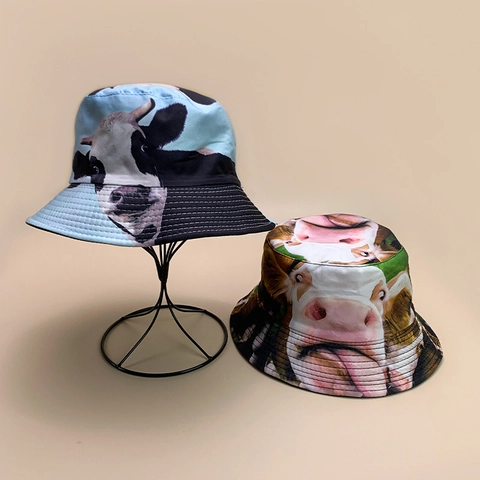Cappello Da Pescatore Con Stampa Animalier Divertente Motivo 3D Realistico Poliestere Cappello Da Sole Pieghevole Unisex