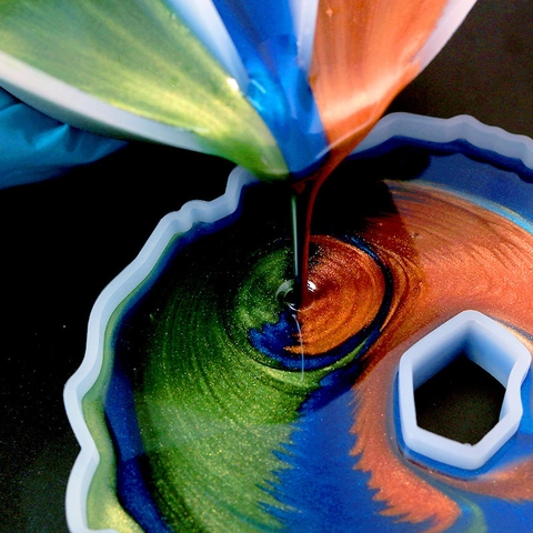 Silicone Split Cup For Resin Pouring Multi-Channel Paint Mixing Fluid Art DIY Craft Tool Hexagon Translucent