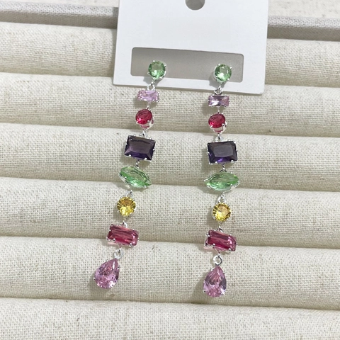 Damen Bunte Kristall Rhinestone Lange Quasten Tropfenohrringe Legierung Wassertropfen Geometrisch Trendy Luxus High-End Temperament