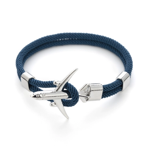 Bracciale In Corda Di Milano Intrecciato A Mano Con Fibbia Ad Aereo In Lega Gioielli Trendy In Stile Nautico