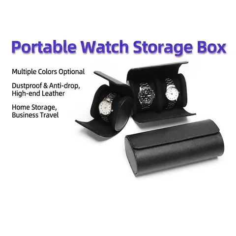 Portable Watch Roll Case PU Leather Watch Organizer Storage Holder With Velvet Lining For Travel Business Display