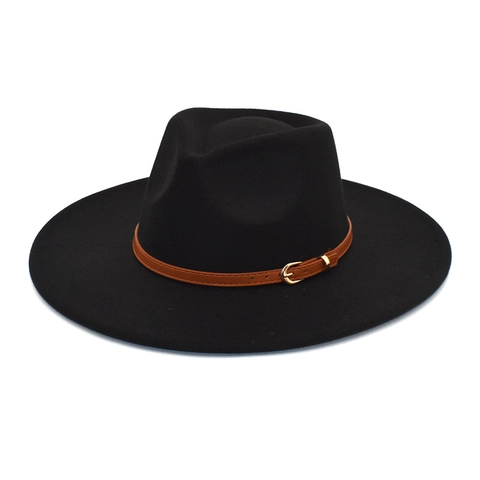 Fedora Hat Wide Brim Cotton Polyester Blend Retro British Style Jazz Hat With Belt Buckle Decor For Men Women