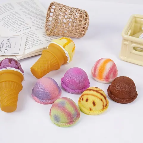 Simulation Ice Cream Scoop Squishy Toy PU Foam Slow Rebound Stress Relief Soft Hand Squeeze Novelty Dessert Craft Photography Prop Decor