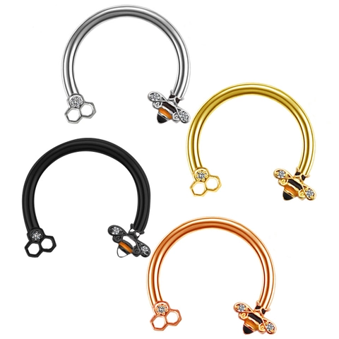 Biene Honigwabe Hufeisen Septum Ring 316L Edelstahl Kupfer Zirkon Emaille Nasenpiercing Schmuck Für Damen