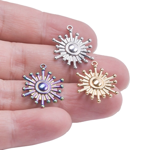 Collana Con Pendente A Raggi Di Sole In Acciaio Inossidabile Placcato Oro Gioielli Per Donna
