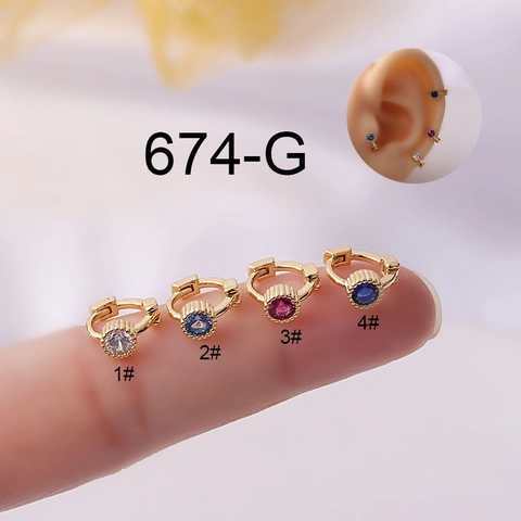 Pendiente Helix Circonita Redonda Cobre Piercing Huggie Hoop Joyería Simple Pequeño Moda Mujeres