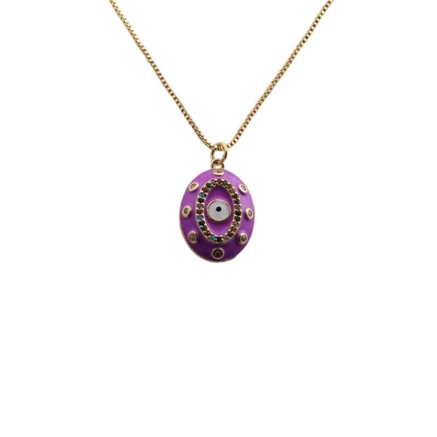 Evil Eye Anhänger Halskette Kupfer Vergoldet Mit Zirkonia Akzenten Emaille Detail Box Kette Minimalistischer Damenschmuck