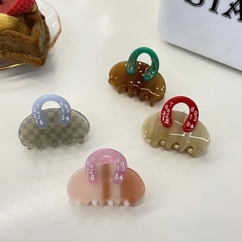 Acetate Handbag Shape Hair Claw Clip Small Gradient Checkerboard Cute Bangs Clip For Women Girls Hair Accessory