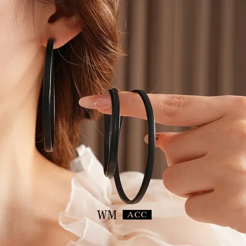 Grote Ronde Hoop Oorbellen Leer Omwikkeld IJzer Geometrische Mode Minimalistisch Dames Sieraden Zilveren Oorbel Post