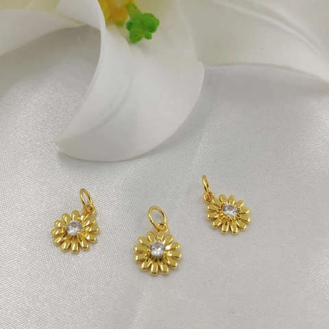 Pendentif Marguerite Cuivre Plaqué Or 14K Zircone Cubique DIY Fabrication De Bijoux Boucles D'oreilles Collier Accessoire