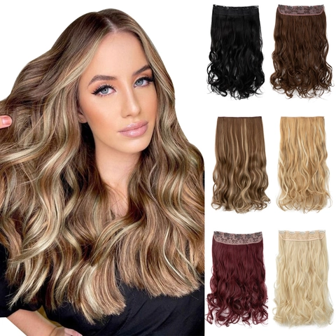 Extension Per Capelli Lunghi Mossi Con Clip Fibra Sintetica Resistente Al Calore Grandi Onde Per Donne Naturale