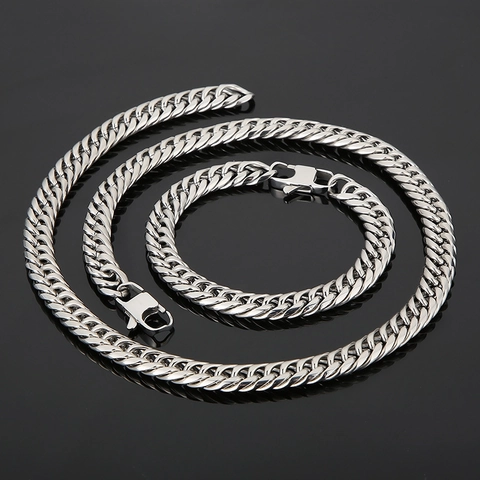 Cadena Cubana Collar Y Pulsera Acero Inoxidable Hip Hop Joyería Punk Para Hombres