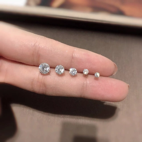 Minimalist Round Zircon Stud Earrings With 925 Sterling Silver Earring Post Classic Jewelry For Men Women