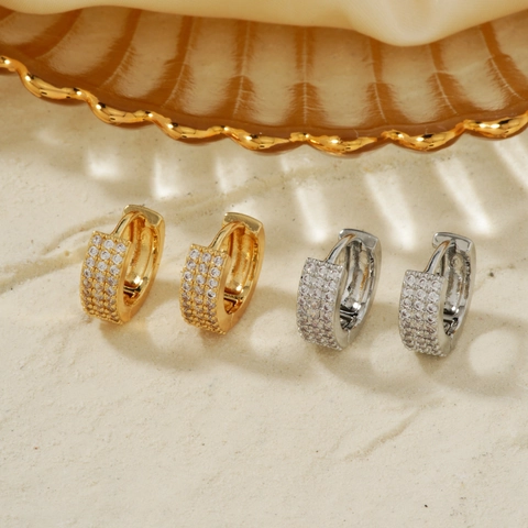 Huggie Hoop Oorbellen Koper Zirconia Micro Ingelegd Klein Minimalistisch Chique Dagelijkse Mode Sieraden