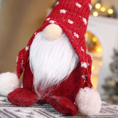 Decoración De Gnomo De Navidad Muñeca De Peluche Tejida Sin Cara Adorno De Mesa Para Fiesta De Vacaciones En El Hogar