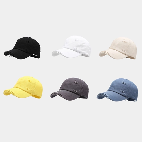 Casquette De Baseball Distressed Coton Ripped Hole Style Retro Vintage Chapeau Soleil Réglable Hommes Femmes Streetwear Outdoor