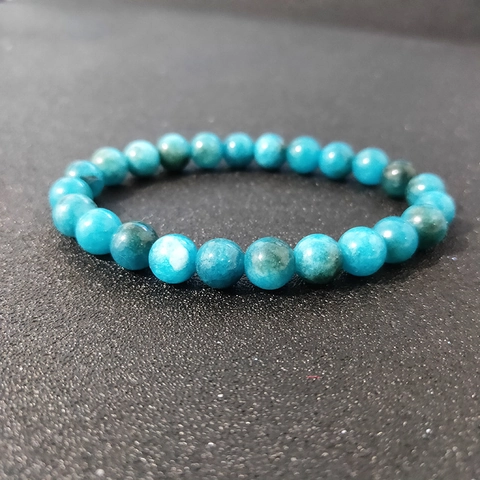 Natural Stone Beaded Bracelet Blue Apatite Style Round Beads Single Loop Handmade Chic Jewelry For Women