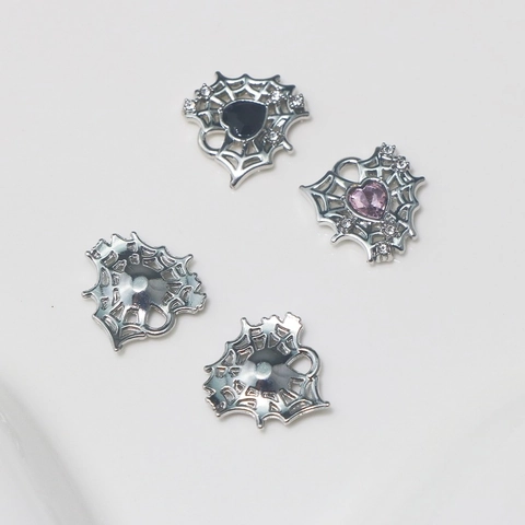 Charmes Coeur Toile Araignée Alliage Strass Gothique Punk Style DIY Accessoires Fabrication Bijoux Pour Collier Bracelet Boucle Oreille