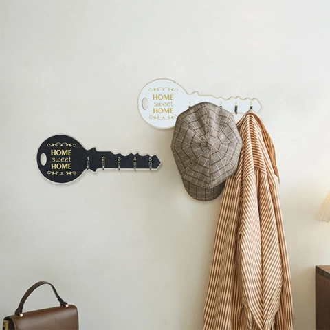 Wall Mounted Key Holder Wood Iron Hooks Decorative Rack For Entryway Home Sweet Home Design Retro Style