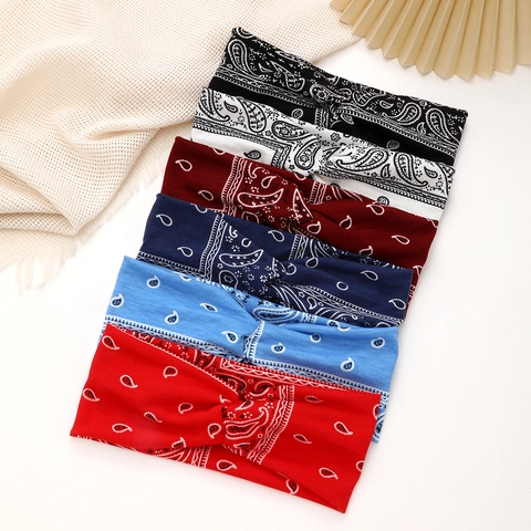 Fascia per Capelli Donna Paisley Stampata Elastica Intrecciata Boho Floreale Yoga Sport Fascia Sudore Vintage Nodo Tessuto Turbante Accessori