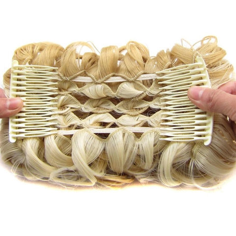 Messy Bun Hairpiece Curly Wavy Chignon Synthetic High Temperature Fiber Hair Extension With Insert Combs For Women