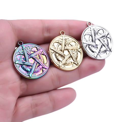 Collana Con Pendente Stella Pentagramma Tondo Acciaio Inossidabile 304 Nodo Celtico Simbolo Mistico Gioielli Per Donna Accessorio