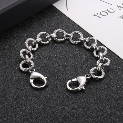 Minimalist 316L Stainless Steel Chain Bracelet For Men Industrial Punk Style High Polished Silver Color Hip Hop Jewelry