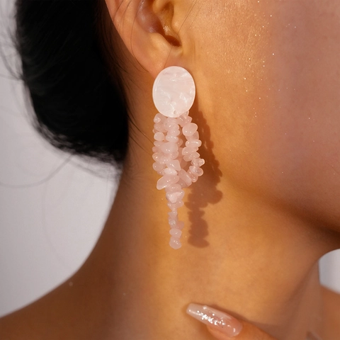 Natuursteen Chip Kwastje Oorbellen 925 Sterling Zilveren Oorsteker Schelp Rond Geometrisch Strik Zoete Zomer Esthetiek