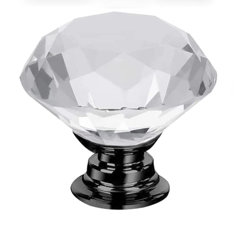 Kristall Glas Schrankgriffe Diamant Facettiert Möbelknöpfe Für Schublade Kleiderschrank Luxus Elegant Legierung Basis