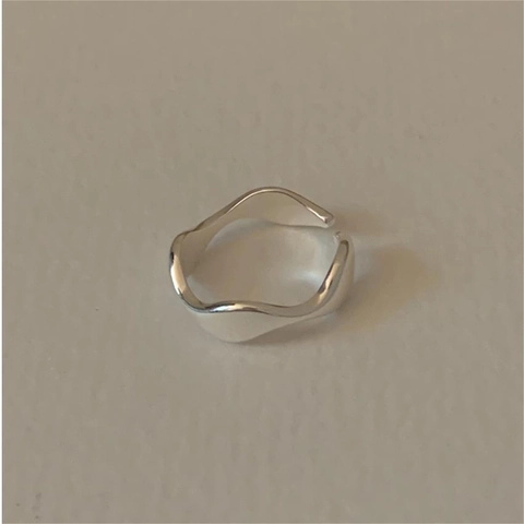 925 Sterling Silver Irregular Wave Adjustable Open Ring For Women Minimalist Simple Geometric Jewelry