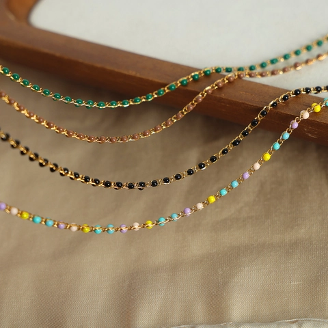 Collar Y Pulsera De Acero Inoxidable Con Cuentas De Esmalte Coloridas Joyas Artesanales Minimalistas Para Mujer Regalo Diario