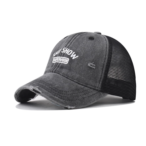 Cappello Trucker Distressed Cotone Lavato Mesh Traspirante Cappello Da Baseball Con Stampa Lettere Shit Show Supervisor Streetwear Per Uomo Donna
